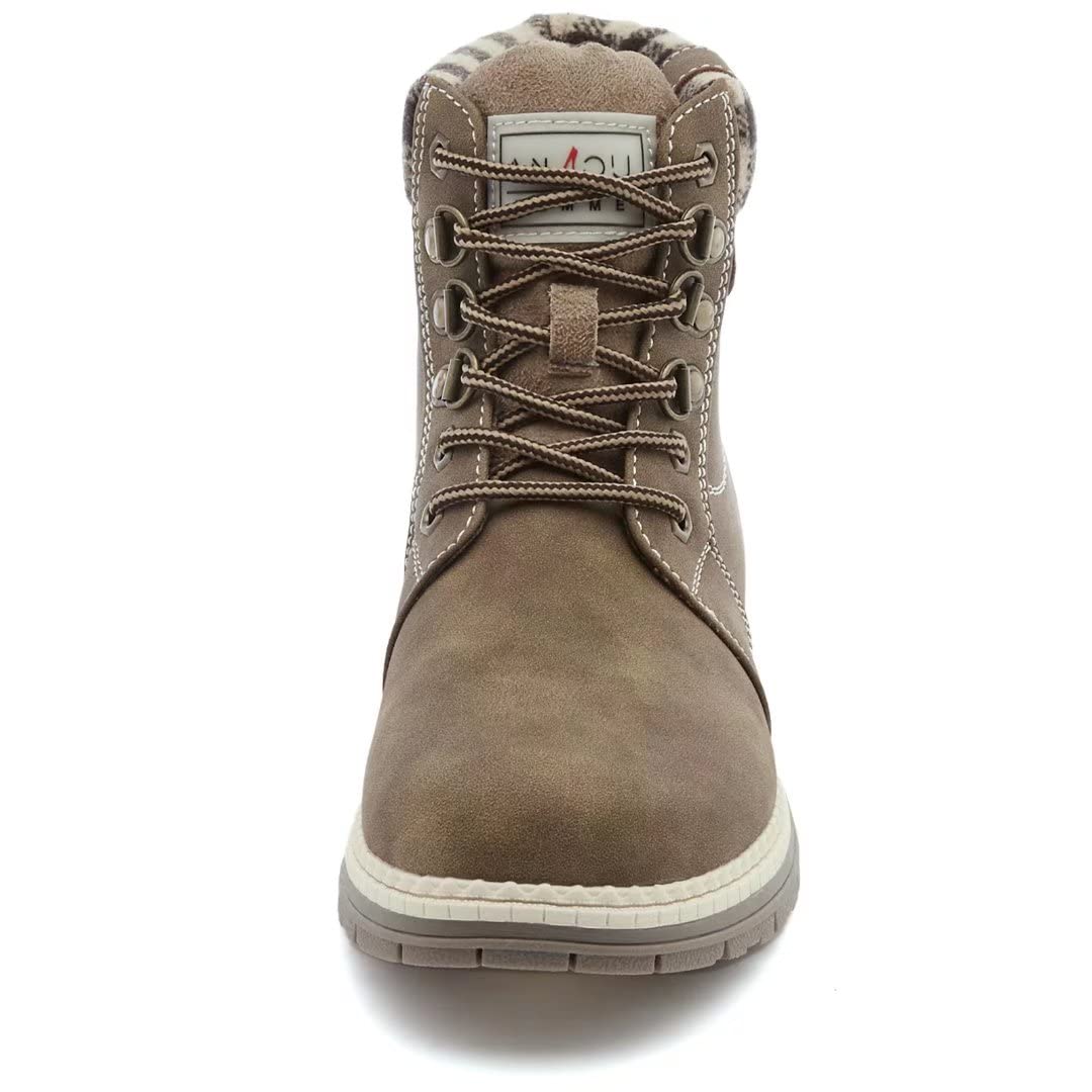 ANJOUFEMME Work Hiking Boots for Women Waterproof - Womens Outdoor Ankle Boots Lightweight Snow Winter Boots for Trekking Walking Camping FNW18-KHAKI-G-6