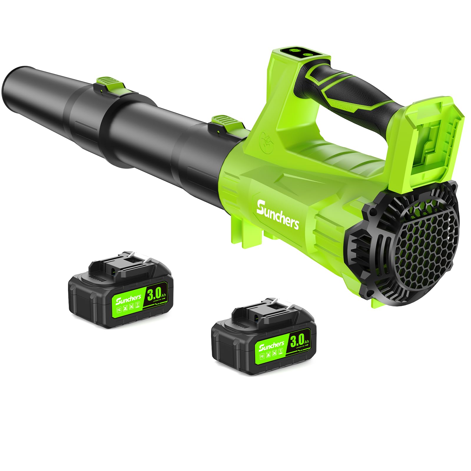 Electric Leaf Blower Cordless with 2 3.0Ah Battery and Charger, 2 Speed Mode 650CFM 280MPH Patio Tools with 2 Tubes, 20V Battery Powered Leaf Cleaner Handheld Blowers for Lawn Care, Dust, Leaves, Yard