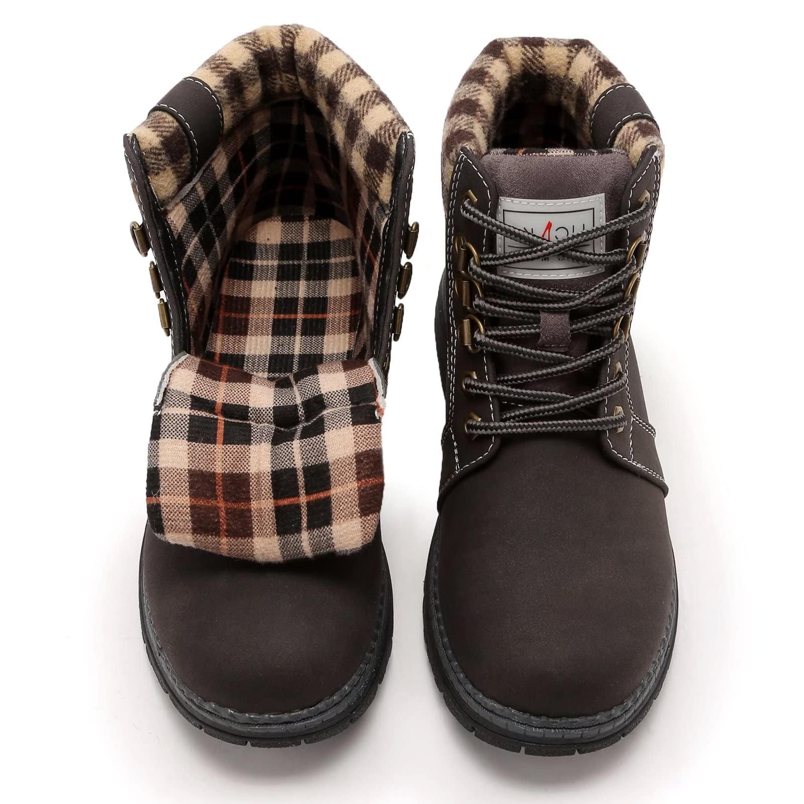 ANJOUFEMME Work Hiking Boots for Women Waterproof - Womens Outdoor Ankle Boots Lightweight Snow Winter Boots for Trekking Walking Camping FNW18-KHAKI-G-6