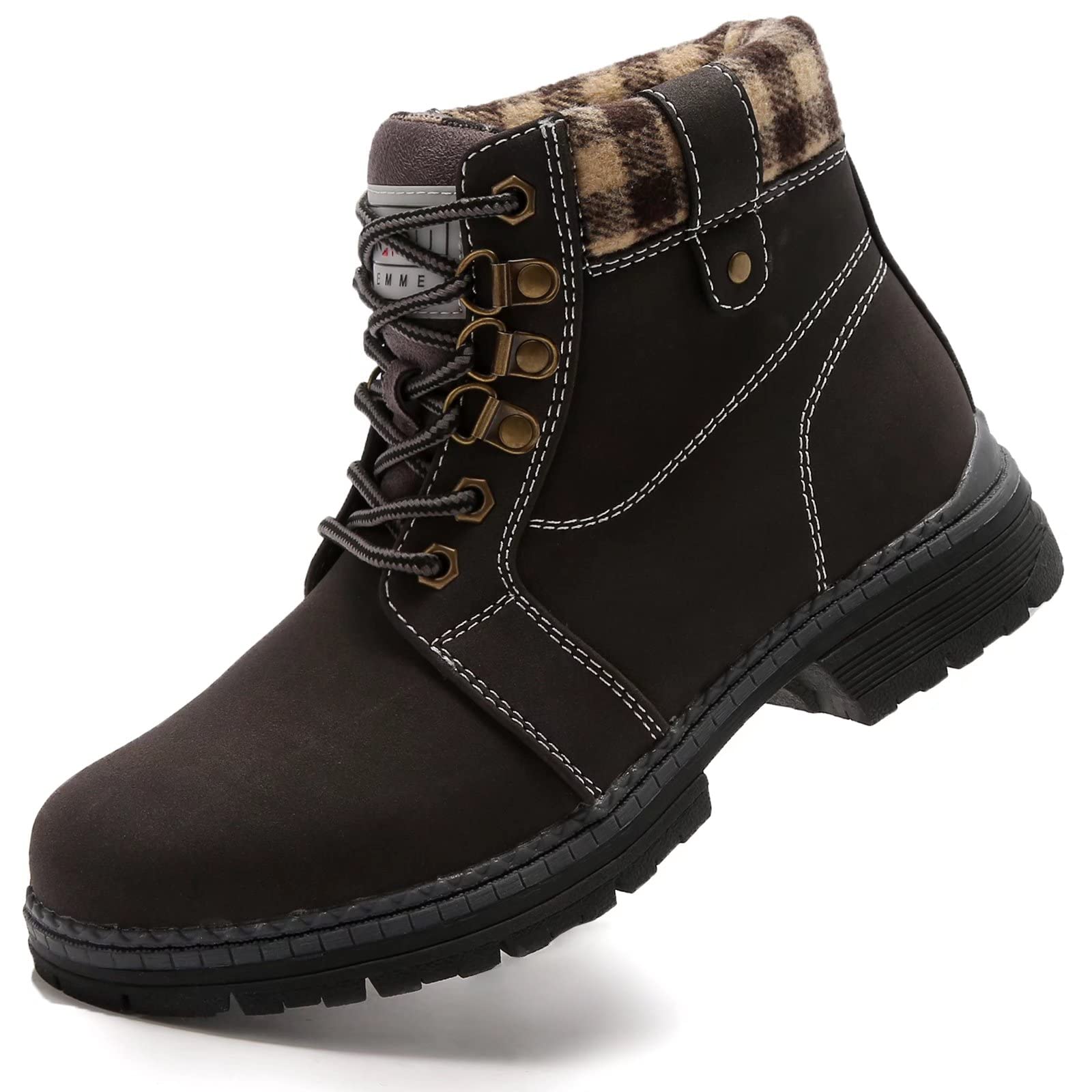 ANJOUFEMME Work Hiking Boots for Women Waterproof - Womens Outdoor Ankle Boots Lightweight Snow Winter Boots for Trekking Walking Camping FNW18-KHAKI-G-6