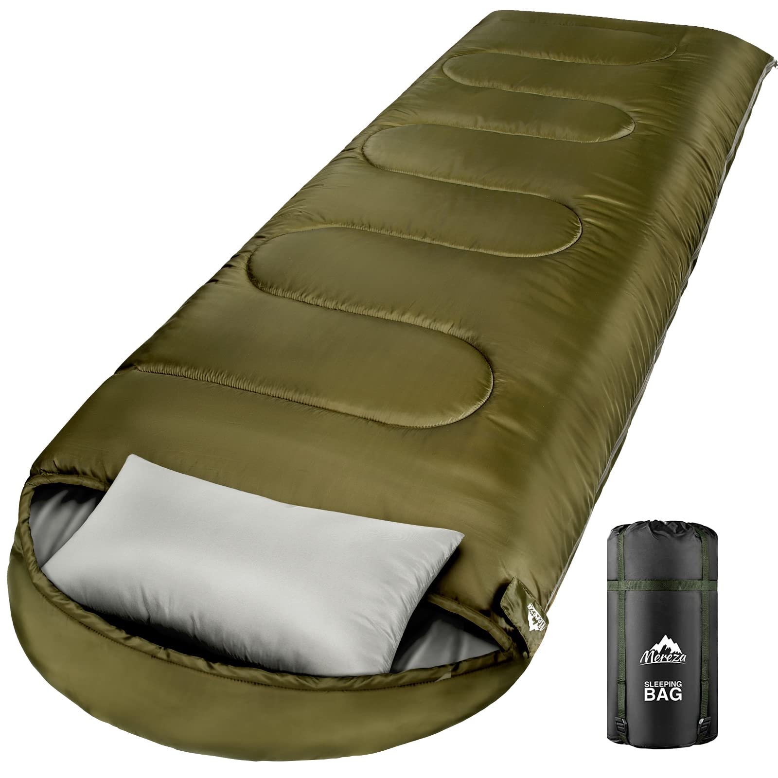 MEREZA 0 Degree Winter Sleeping Bag for Adults Kids with Pillow, Cold Weather Sleeping Bag for 4 Season Camping Hiking Backpacking Sleeping Bags for Big and Tall