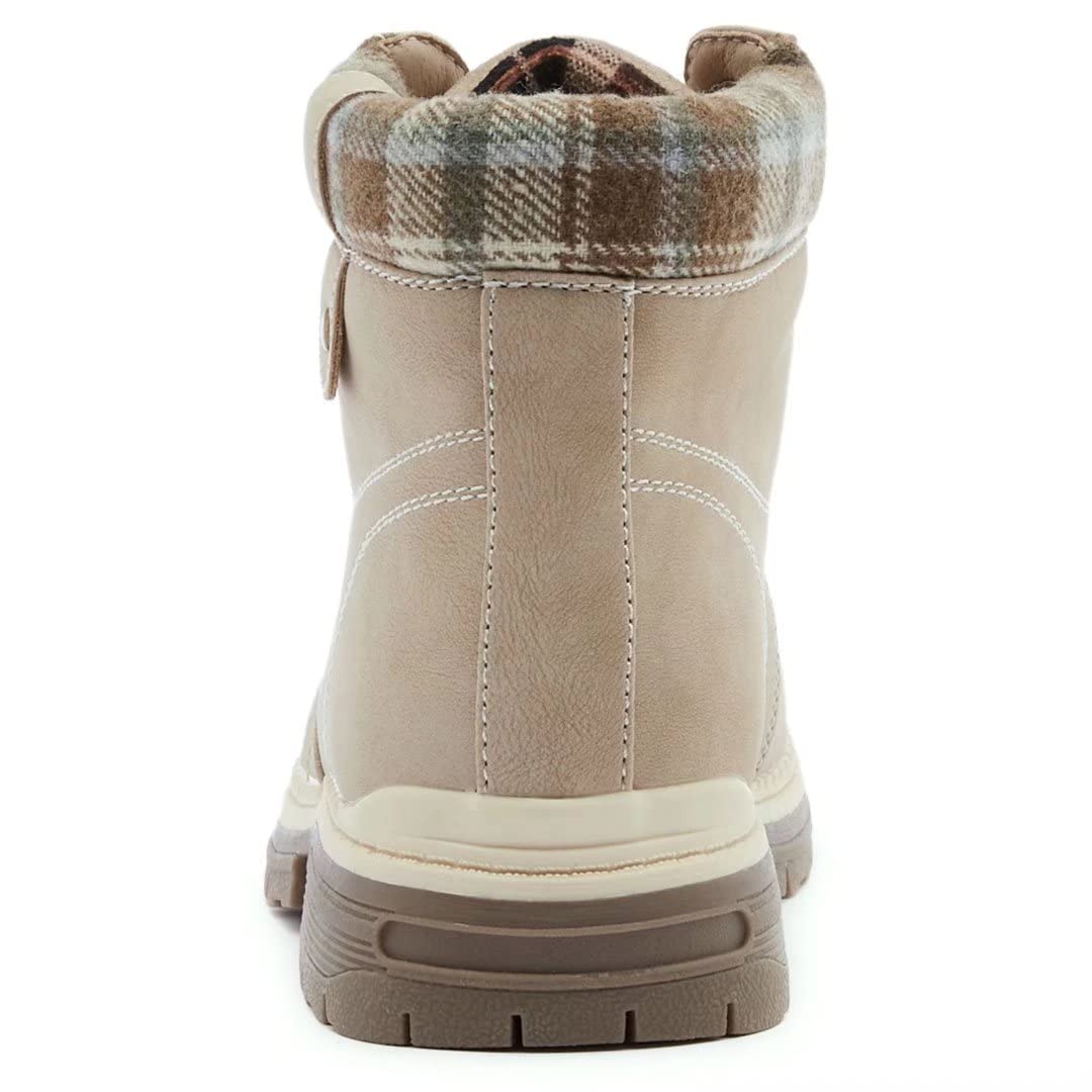 ANJOUFEMME Work Hiking Boots for Women Waterproof - Womens Outdoor Ankle Boots Lightweight Snow Winter Boots for Trekking Walking Camping FNW18-KHAKI-G-6